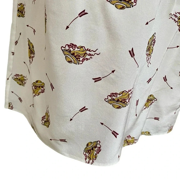 Dorothee Schumacher Silk Flutter Sleeve Blouse Cream Burgundy Trim Size 1 XS - Picture 4 of 14